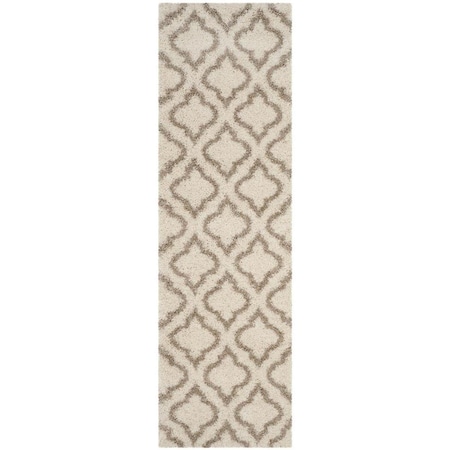 Flowers First 2 ft. 3 in. x 8 ft. Hudson Shag Power Loomed Runner Rug, Ivory & Beige FL1889500